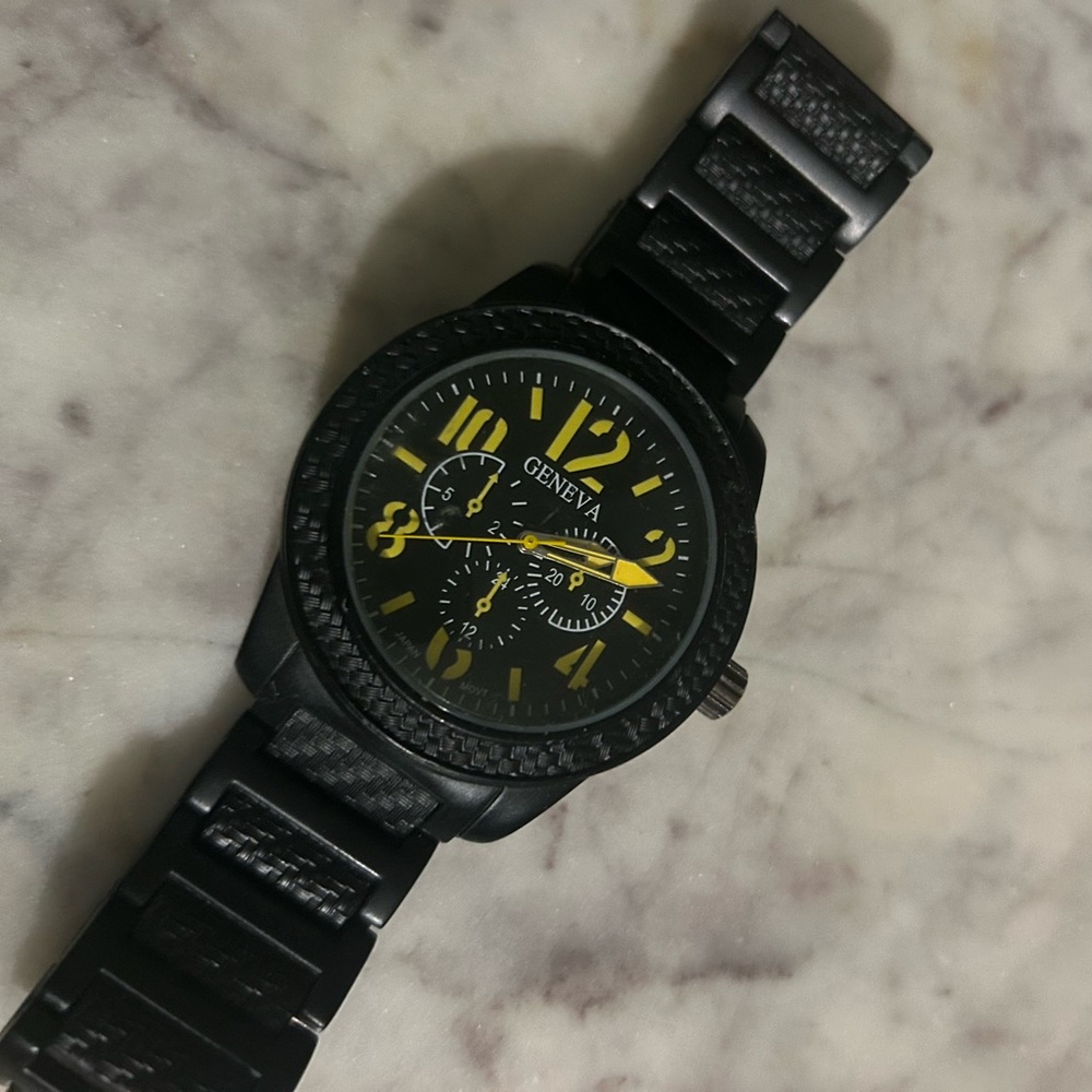 Geneva Black and Yellow Watch